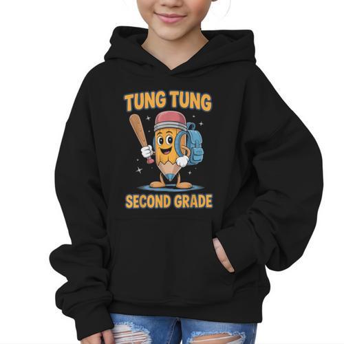 Tung Tung Sahur 2nd Grade Italian Brainrot Back To School Graphic Kid Hoodie - Savourry
