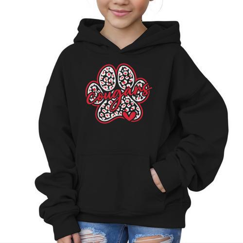 Vintage Cougars School Sports Team Spirit Back To School Graphic Kid Hoodie - Savourry