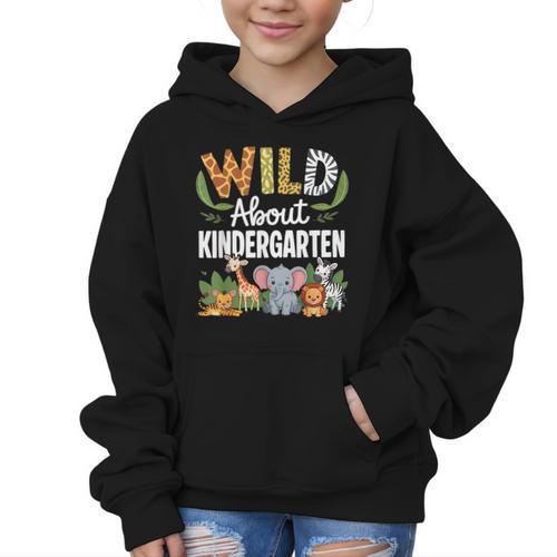 Wild About Kindergarten Back To School Jungle Theme Class Graphic Kid Hoodie - Savourry