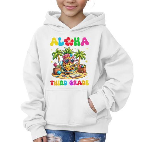 Aloha Third Grade Pineapple Hawaii Back To School Kids Girl Performance Graphic Kid Hoodie - Savourry