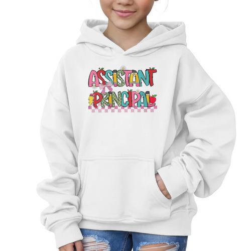 Assistant Principal Coquette Bow Pencil Cute Back To School Graphic Kid Hoodie - Savourry