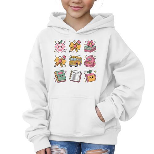 Back To School Coquette Bow First Day Of School Toddler Girl Graphic Kid Hoodie - Savourry
