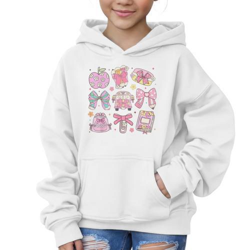 Back To School Coquette Bow Pencil School Students Girls Graphic Kid Hoodie - Savourry