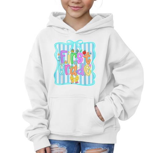 Back To School First Grade For Teen Girls Bow 1st Grade Kids Graphic Kid Hoodie - Savourry