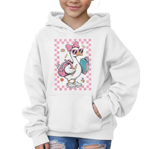 Back To School Goose First Day Of School Boy Girl Graphic Kid Hoodie - Savourry