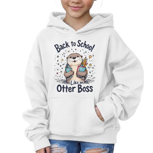 Back To School Like An Otter Boss Cute First Day Of School Graphic Kid Hoodie - Savourry
