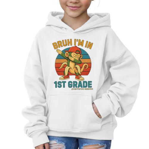 Bruh I’m In 1st Grade Italian Brainrot Meme Back To School Premium Tri-Blend Graphic Kid Hoodie - Savourry