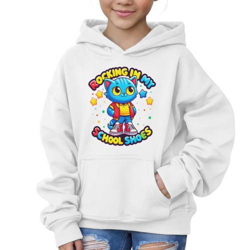 Cat Rocking In My School Shoes Fun Back To School Kids Boys Premium Tri-Blend Graphic Kid Hoodie - Savourry