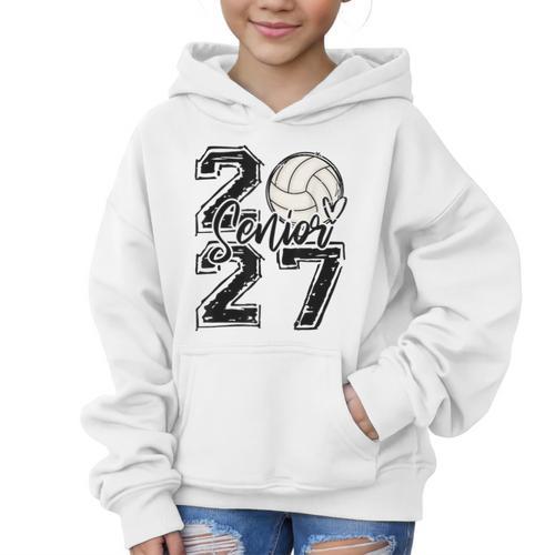 Class Of 2027 Volleyball Senior 2027 Back To School Graphic Kid Hoodie - Savourry