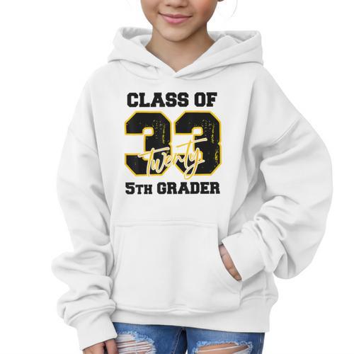 Class Of 2033 5th Grader Elementary School Back To School Graphic Kid Hoodie - Savourry