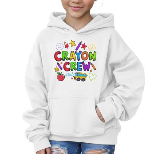 Crayon Crew Cute Back To School Graphic Kid Hoodie - Savourry
