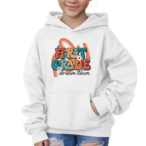 First Grade Dream Team First Day Of 1st Grade Back To School Graphic Kid Hoodie - Savourry