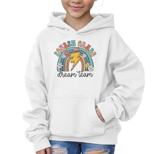 Fourth Grade Dream Team 1st Day Of 4th Grade Back To School Graphic Kid Hoodie - Savourry