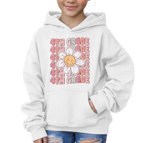 Groovy 4th Grade Back To School First Day Of Fourth Grade Graphic Kid Hoodie - Savourry