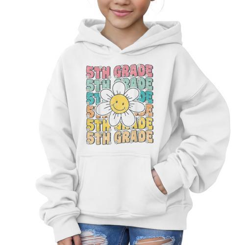 Groovy 5th Grade Back To School First Day Of Fifth Grade Graphic Kid Hoodie - Savourry