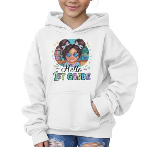 Hello 1st Grade Girl Back To School Kids Boys Girls Graphic Kid Hoodie - Savourry