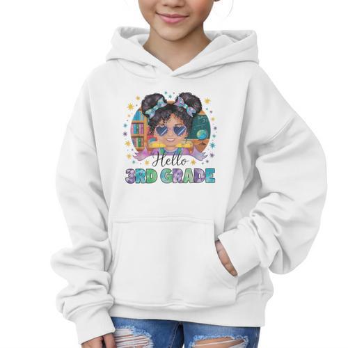 Hello 3rd Grade Girl Back To School Kids Boys Girls Graphic Kid Hoodie - Savourry