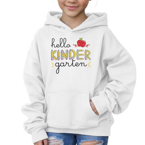 Hello Kindergarten Back To School Cute First Day Kids School Graphic Kid Hoodie - Savourry
