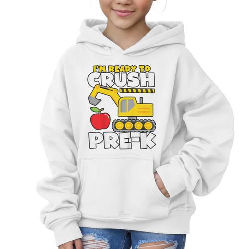I'm Ready To Crush Pre-K Excavator Back To School Boys Graphic Kid Hoodie - Savourry