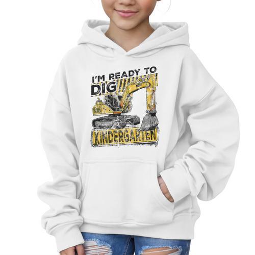 I'm Ready To Dig Kindergarten Back To School Excavator Graphic Kid Hoodie - Savourry