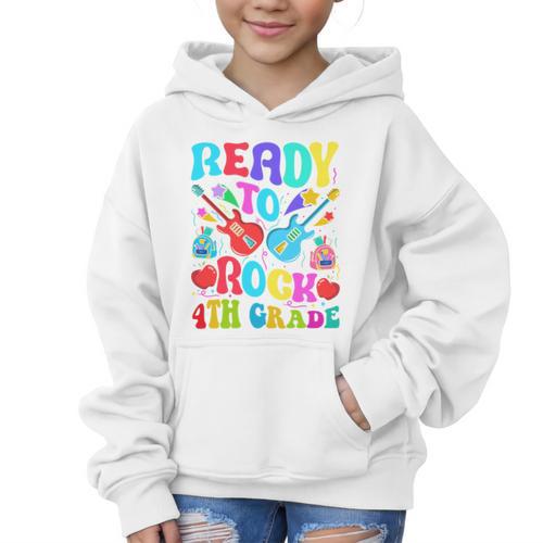 Im Ready To Rock 4th Grade Back To School 4th Grade Guitar Performance Graphic Kid Hoodie - Savourry