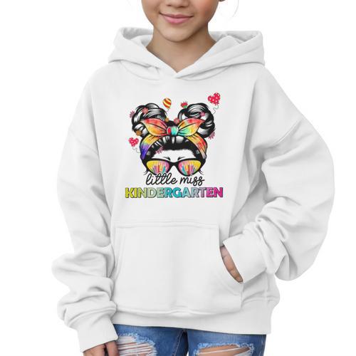 Little Miss Kindergarten Back To School Kindergarten Girls Graphic Kid Hoodie - Savourry