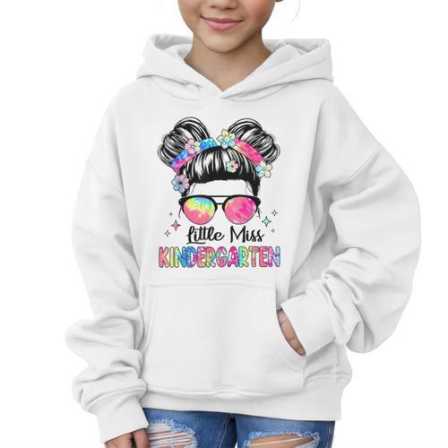 Little Miss Kindergarten Girls Kids Back To School Kinder Graphic Kid Hoodie - Savourry