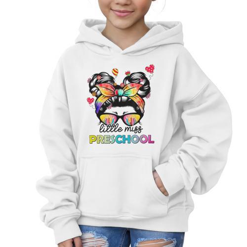 Little Miss Preschool Back To School Messy Kids Girls Graphic Kid Hoodie - Savourry