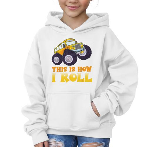 Monster Truck School Bus This Is How I Roll Back To School Graphic Kid Hoodie - Savourry