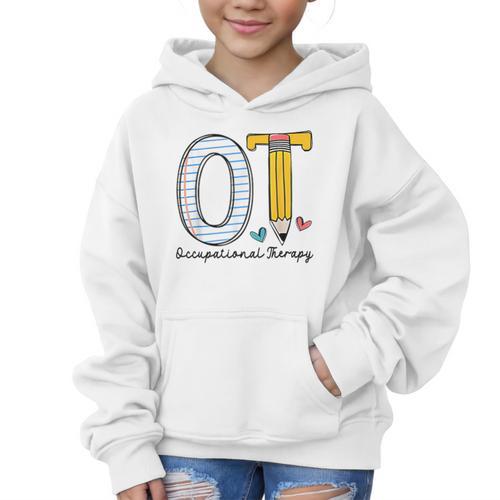 Pediatric Occupational Therapy Paper Pencil Back To School Graphic Kid Hoodie - Savourry