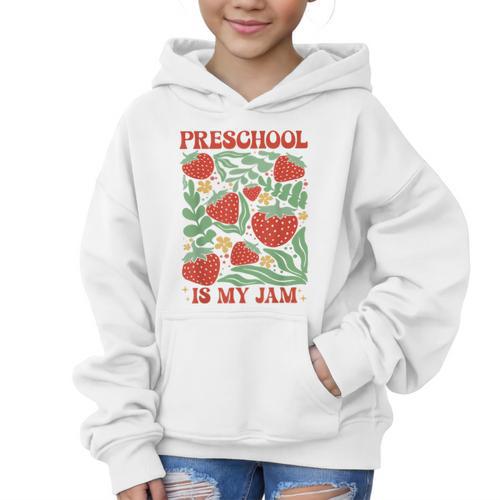 Preschool Is My Jam Boho Floral Strawberry Back To School Graphic Kid Hoodie - Savourry