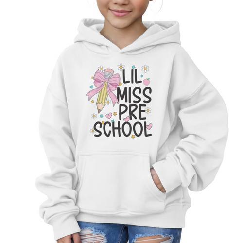 Preschool Little Miss Back To School Girls Kids Preschool Graphic Kid Hoodie - Savourry