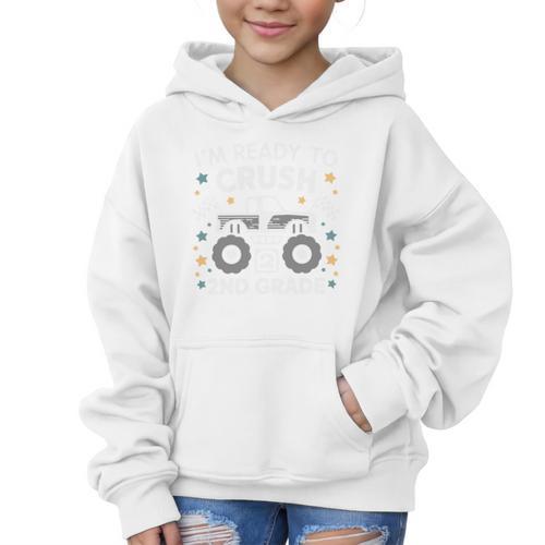Im Ready To Crush 2nd Grade Boy Monster Truck Back To School Graphic Kid Hoodie - Savourry