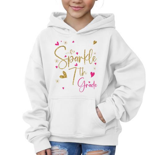 Ready To Sparkle 7th Grade Back To School For Girls Performance Graphic Kid Hoodie - Savourry