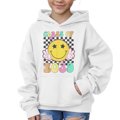Retro Class Of 2039 Grow With Me Back To School Kindergarten Graphic Kid Hoodie - Savourry