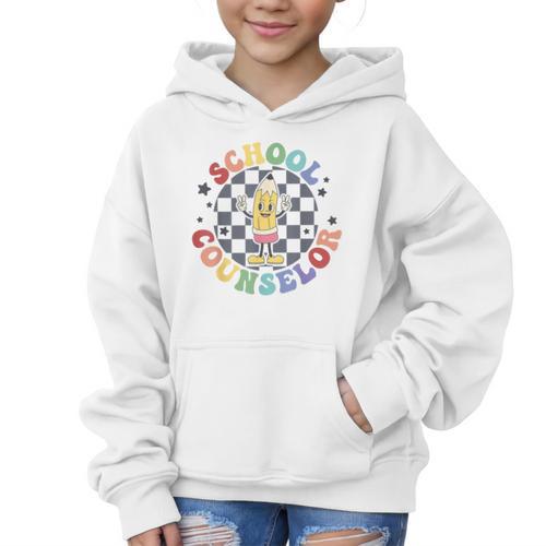 Retro Pencil School Counselor Back To School For Counselor Graphic Kid Hoodie - Savourry