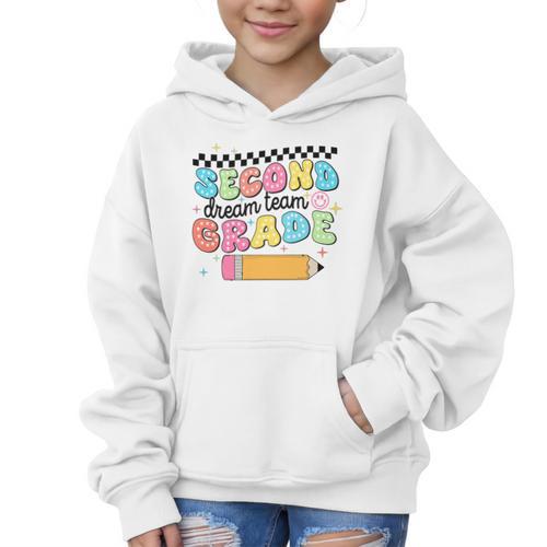 Second Grade Dream Team Back To School First Day Of School Performance Graphic Kid Hoodie - Savourry