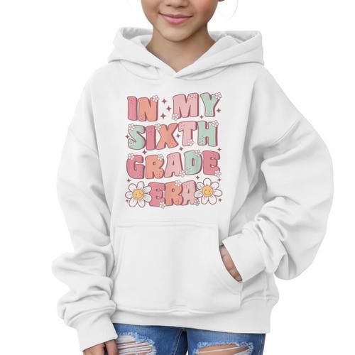 In My Sixth Grade Era Cute Groovy 6th Grade Back To School Graphic Kid Hoodie - Savourry