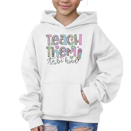 Teach Them To Be Kind Leopard Kindergarten Back To School Graphic Kid Hoodie - Savourry