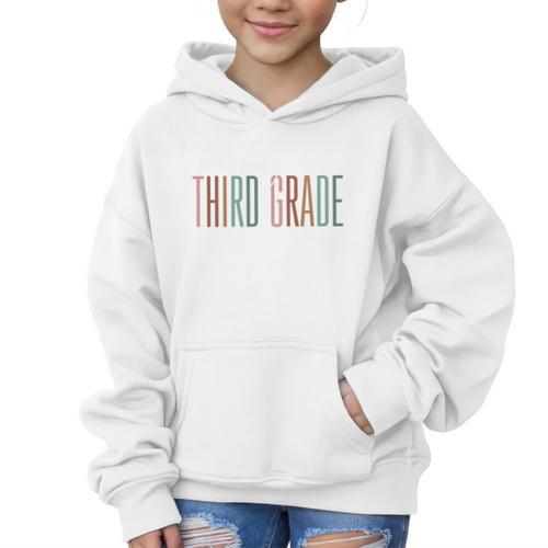 Third Grade Oh Hey Retro Back To School 3rd Grade Performance Graphic Kid Hoodie - Savourry