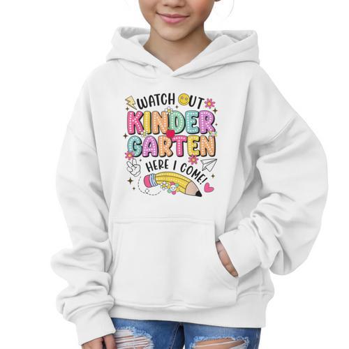 Watch Out KinderGarten Here I Come Shirt Kids Back To School Graphic Kid Hoodie - Savourry