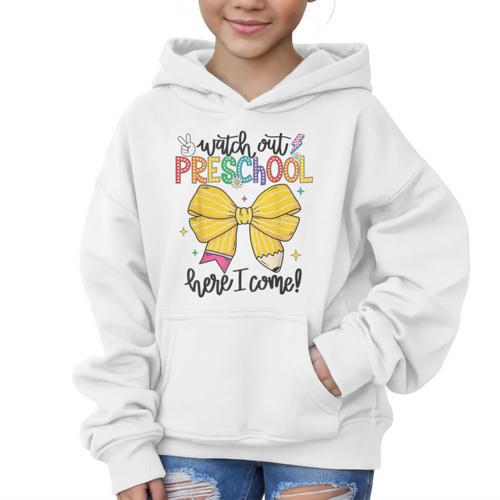 Watch Out Pre-K Here I Come Preschool Back To School Graphic Kid Hoodie - Savourry
