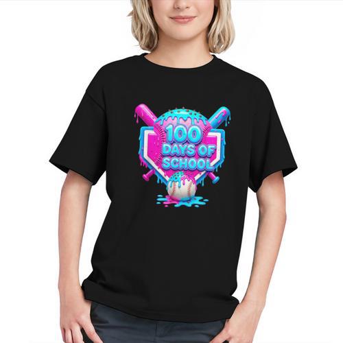 100 Days Of School Baseball Drip 100 Days For Boys And Kids Graphic Youth - Sportilla