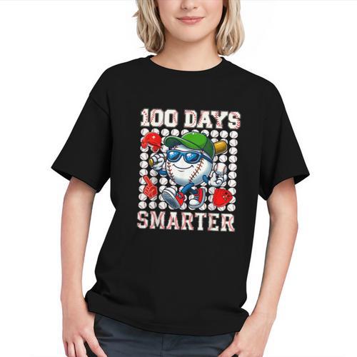 100 Days Smarter Baseball 100 Days Of School Boy Girl Kid Graphic Youth - Sportilla