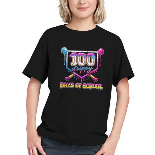 100 Drippy Days Of School Baseball For Boy Kids Graphic Youth - Sportilla
