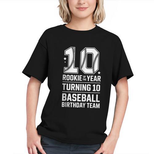 10th Birthday Rookie Of The Year Baseball Double Digit Humor Graphic Youth - Sportilla