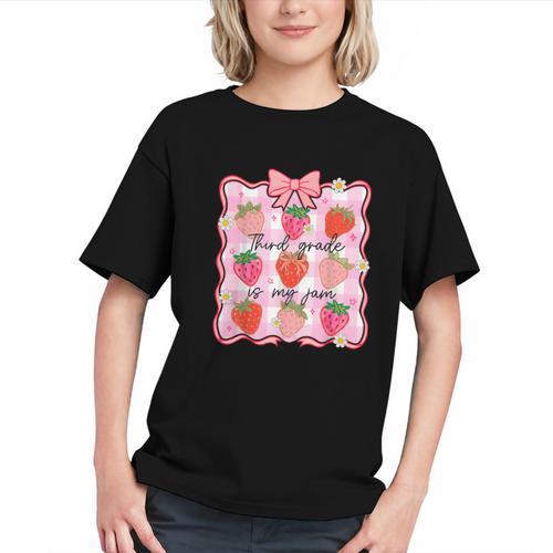 3rd Grade Is My Jam! Strawberry Bow Back to School Youth T-Shirt - Savourry
