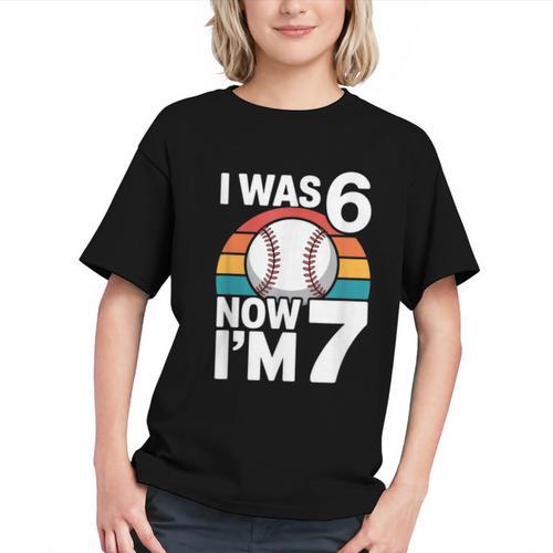 I Was 6 Now Im 7 Baseball Birthday Age 7 Graphic Youth - Sportilla