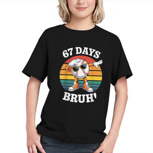 67 Days Of School Bruh Teacher Kids Dabbing Baseball Graphic Youth - Sportilla