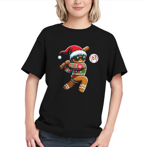 67 Gingerbread Man Playing Baseball Christmas 6 7 Meme Graphic Youth - Sportilla